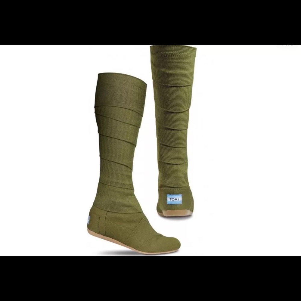 Toms canvas wrap boots size 10 army green
